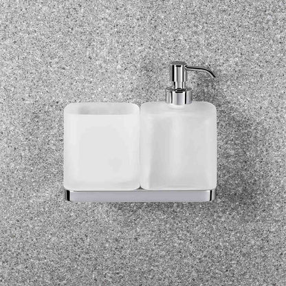 Porta bicchiere e spandisapone in ottone e vetro acidato collezione Time di Colombo Design by CeramicStore | Lo specialista del tuo bagno