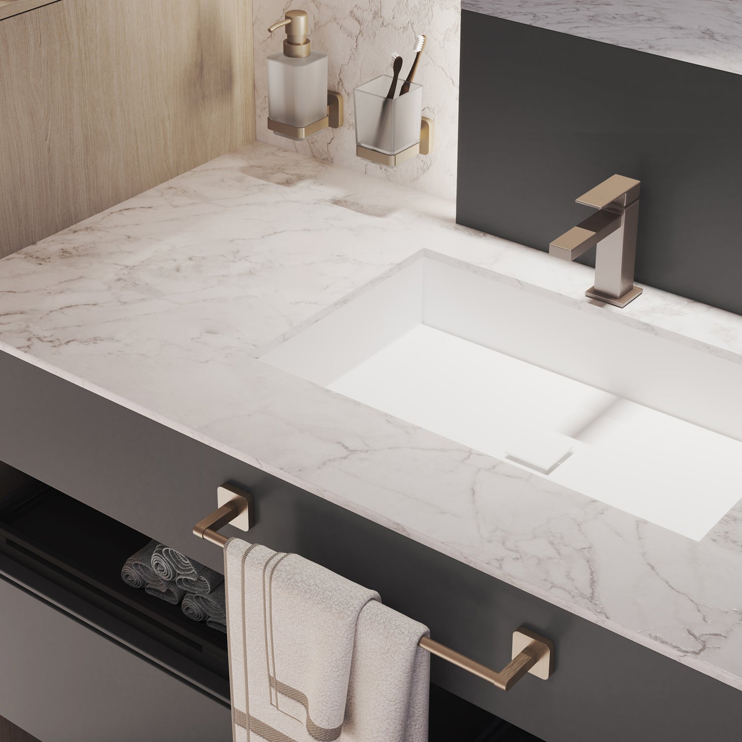 Portasalviette a snodo Gedy modello Tonga 4.7x39.1xH5.8 cm - Oro Matt by CeramicStore | Lo specialista del tuo bagno