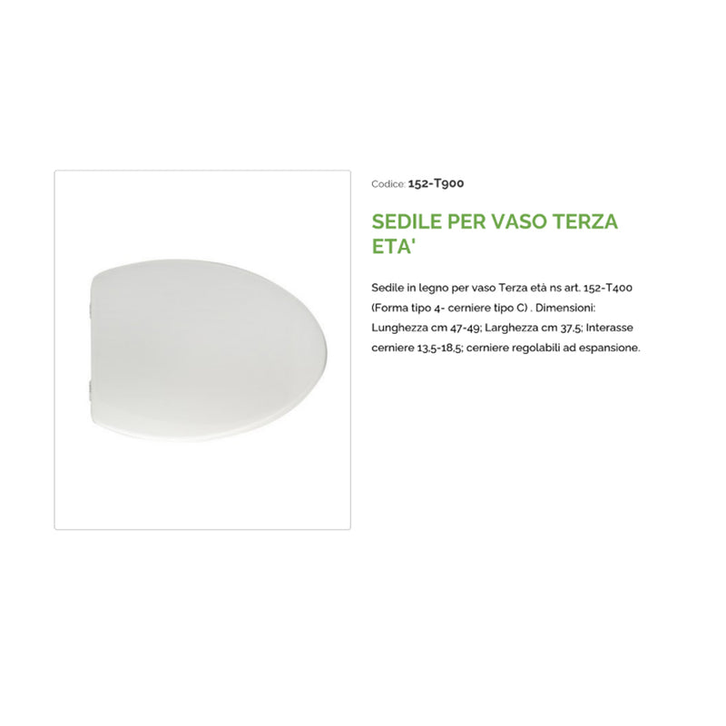 Sedile legno bianco per disabili compatibile per vaso con codici 152-T400-M e 152-T400-P