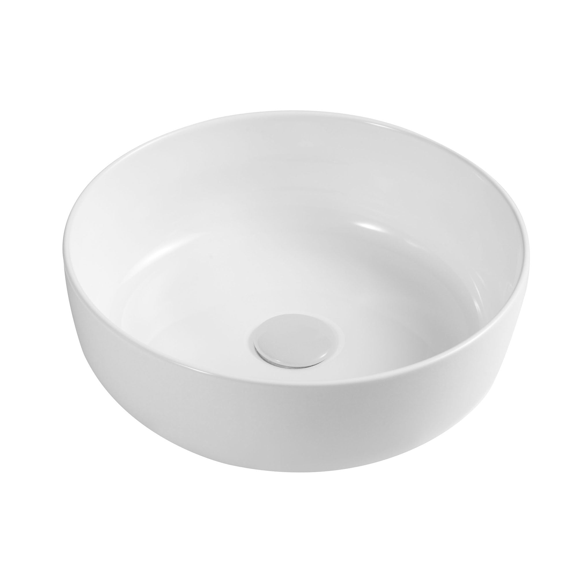 Lavabo da appoggio tondo Slim ceramica bianca diametro 33 cm