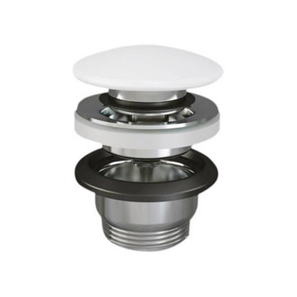 Piletta click-clack con tappo tondo bianco opaco per lavabi Sensation senza troppo pieno by CeramicStore | Lo specialista del tuo bagno