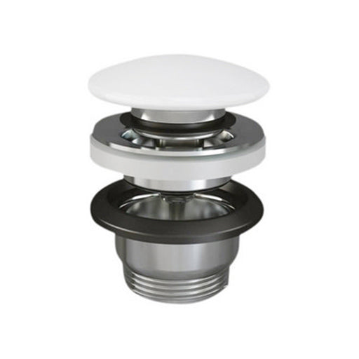 Piletta click-clack con tappo tondo bianco opaco per lavabi Sensation senza troppo pieno by CeramicStore | Lo specialista del tuo bagno