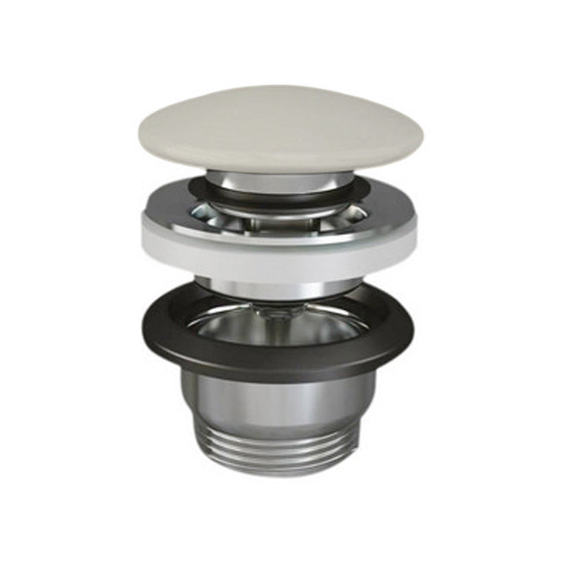 Piletta click-clack con tappo tondo beige opaco per lavabi Sensation senza troppo pieno by CeramicStore | Lo specialista del tuo bagno