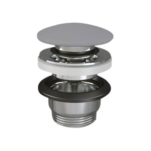 Piletta click-clack con tappo tondo grigio opaco per lavabi Sensation senza troppo pieno by CeramicStore | Lo specialista del tuo bagno