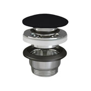 Piletta click-clack con tappo tondo nero opaco per lavabi Sensation senza troppo pieno by CeramicStore | Lo specialista del tuo bagno
