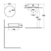 Lavabo da appoggio tondo bordi sottili Sensation in ceramica diametro 42 cm- Cappuccino Opaco