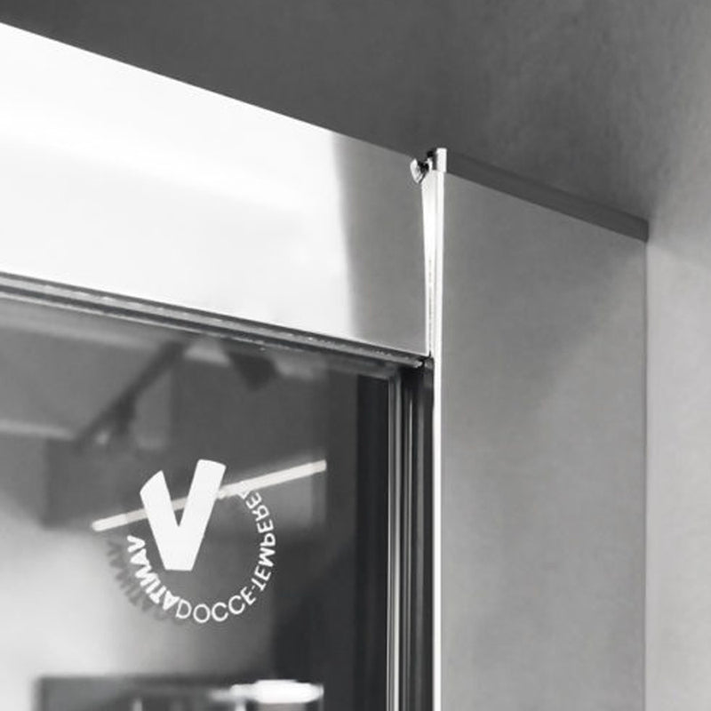 Box doccia semicircolare apertura scorrevole angolare reversibile 80x80 cm modello Dioniso in cristallo trasparente 6 mm by CeramicStore | Lo specialista del tuo bagno