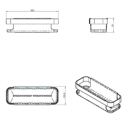 Porta sapone doccia estraibile in acciaio cromato e plastica della collezione 'Line' by Cosmic - cm 30x10,6x8 by CeramicStore | Lo specialista del tuo bagno