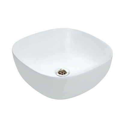 Lavabo da appoggio in ceramica bianca lucida cm 40x40 BathCore
