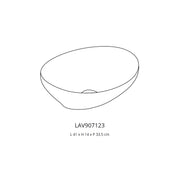 Lavabo da appoggio ovale senza foro in ceramica bianca lucida cm 41x33