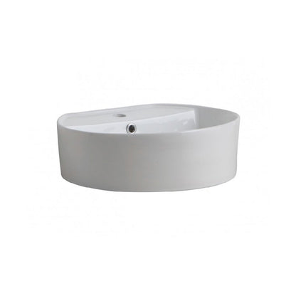 Lavabo da appoggio monoforo ovale in ceramica bianca lucida cm 48