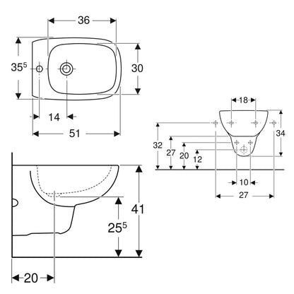 Sanitari sospesi wc+bidet +sedile tradizionale Geberit 'Fantasia 2' cm 51