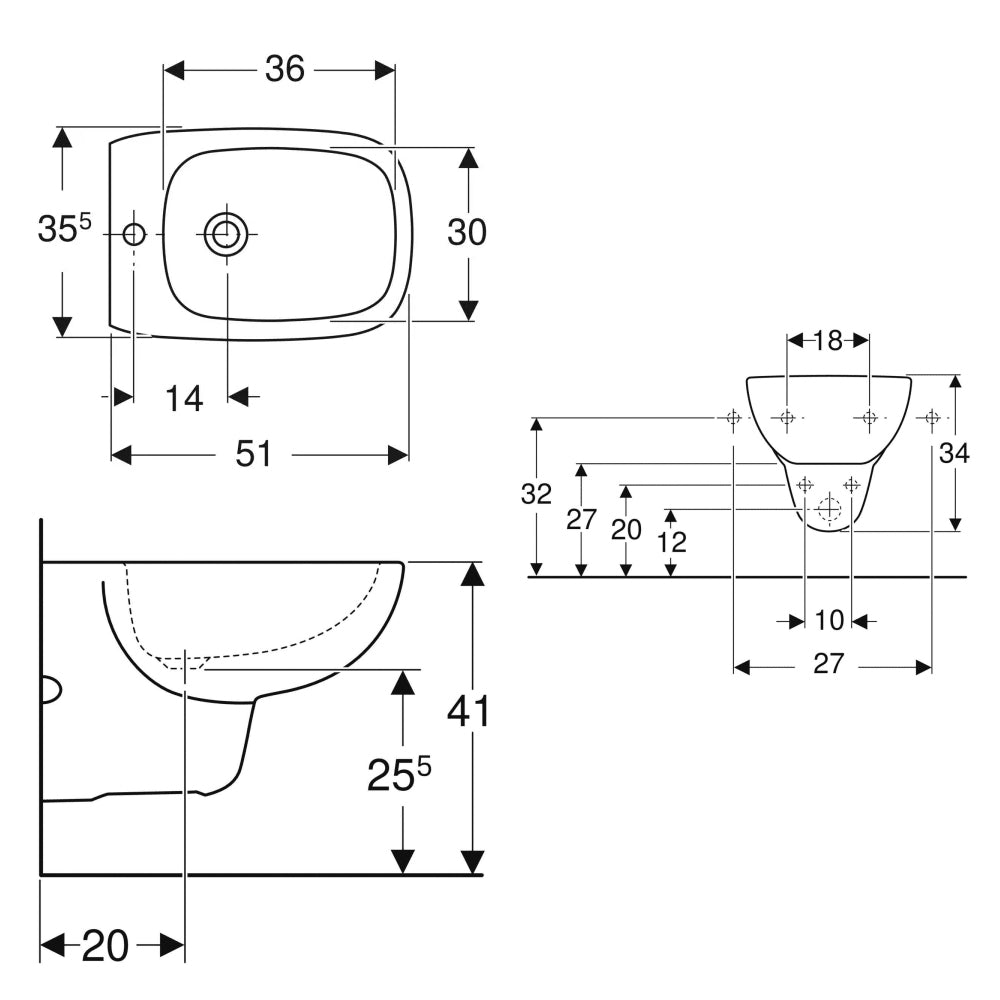 Sanitari sospesi wc+bidet +sedile tradizionale Geberit 'Fantasia 2' cm 51