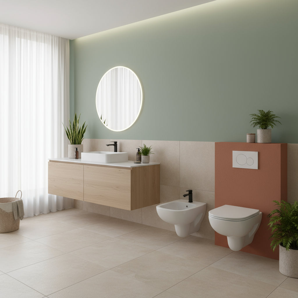 Sanitari sospesi wc senza brida+bidet +sedile tradizionale Geberit 'Fantasia 2' cm 51