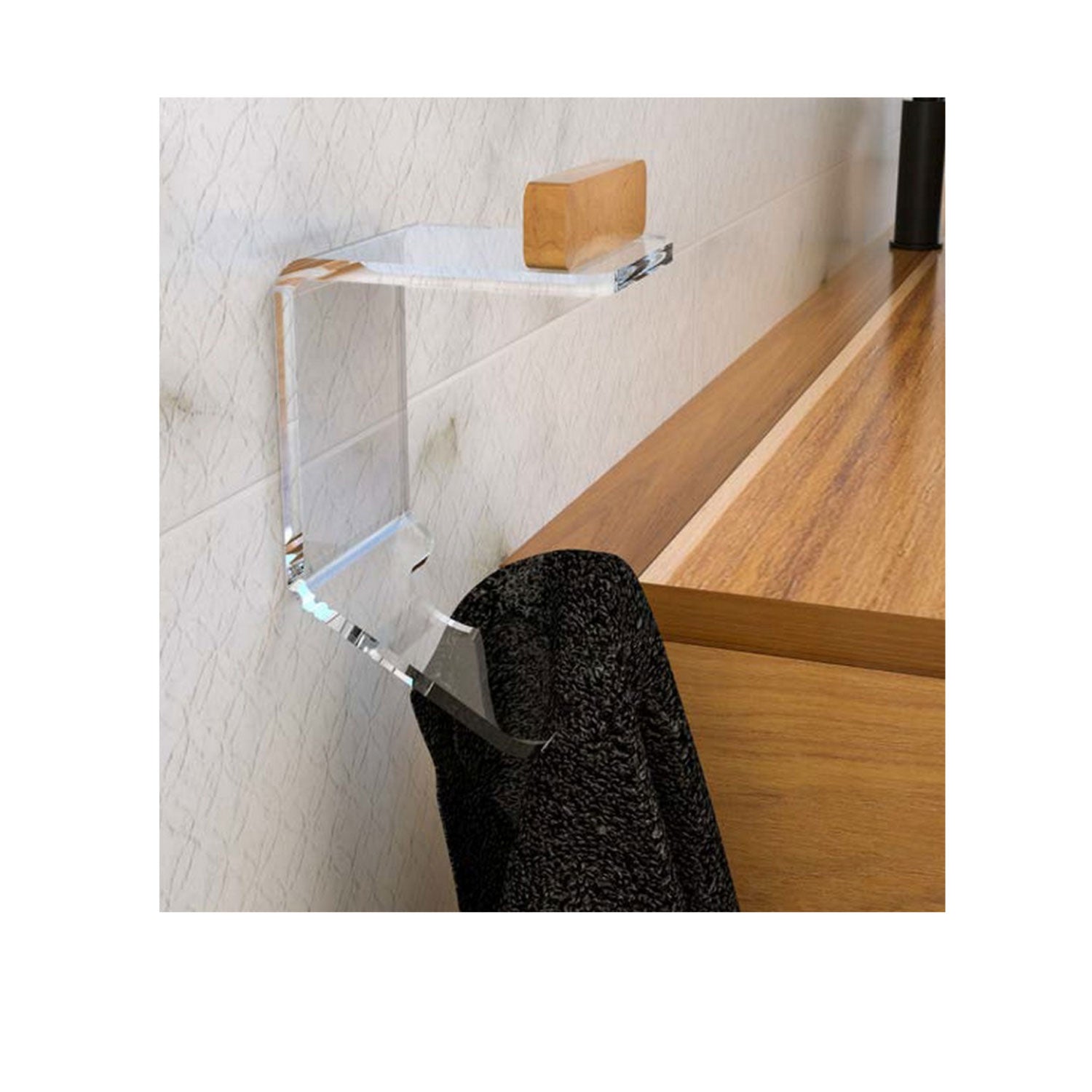 Appendino trasparente in Plexiglass con dettagli in Teak serie Bright by Cipi by CeramicStore | Lo specialista del tuo bagno