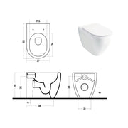 Wc filomuro con scarico traslato serie Skip 55 in ceramica con coprivaso chiusura softclose - Disegno Ceramica