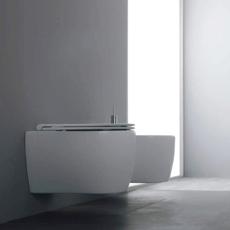 Santari sospesi serie Skip 55 in ceramica bianca con coprivaso chiusura tradizionale- Disegno Ceramica