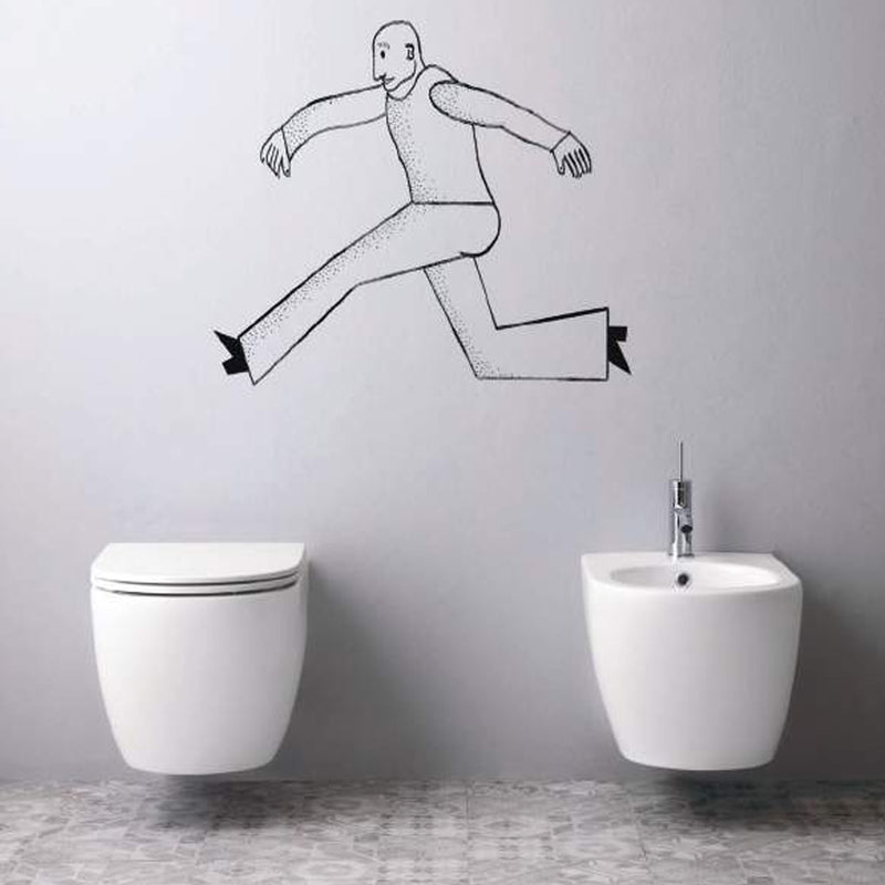 Santari sospesi serie Skip 55 in ceramica bianca con coprivaso chiusura tradizionale- Disegno Ceramica