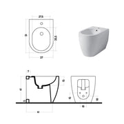 Santari filomuro serie Skip 50 in ceramica bianca con coprivaso chiusura softclose- Disegno Ceramica
