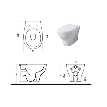 Wc sospeso serie Touch 54 cm con sedile soft-close Disegno Ceramica