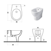 Bidet filomuro serie Touch 53 in ceramica bianca lucida - Disegno Ceramica