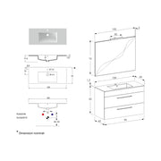 Composizione bagno sospesa Smack a 2 cassetti 100x62 con lavabo, specchio con lampada LED cement wood by CeramicStore | Lo specialista del tuo bagno