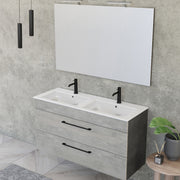 Composizione bagno sospesa Smack a 2 cassetti 118x62 con doppio lavabo, specchio con lampada LED cement wood e cemento by CeramicStore | Lo specialista del tuo bagno