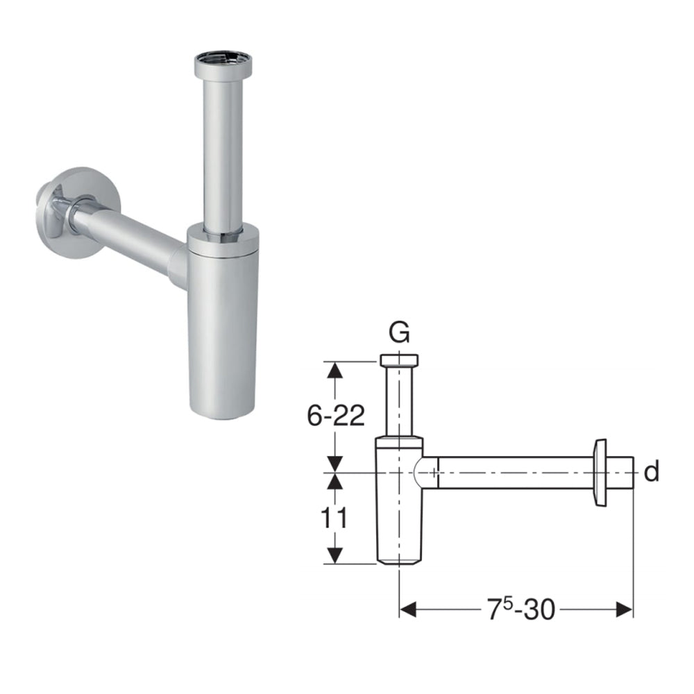 Sifone per lavabo a vista Geberit in Abs Cromato by CeramicStore | Lo specialista del tuo bagno