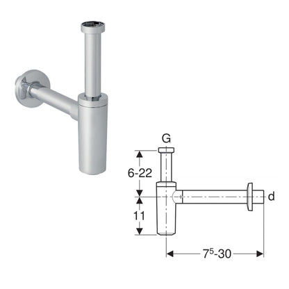 Sifone per lavabo a vista Geberit in Abs Cromato by CeramicStore | Lo specialista del tuo bagno