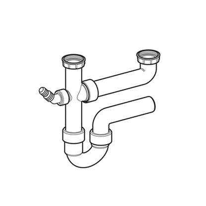 Sifone per lavello Geberit a 2 vie con attacco 1''1/4 in Abs Bianco by CeramicStore | Lo specialista del tuo bagno