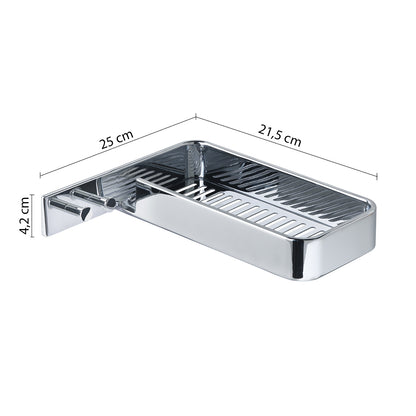 Portaoggetti rettangolare per doccia con appendini ad angolo in Acciaio AISI 304 Gedy serie Il Giglio - Cromato by CeramicStore | Lo specialista del tuo bagno
