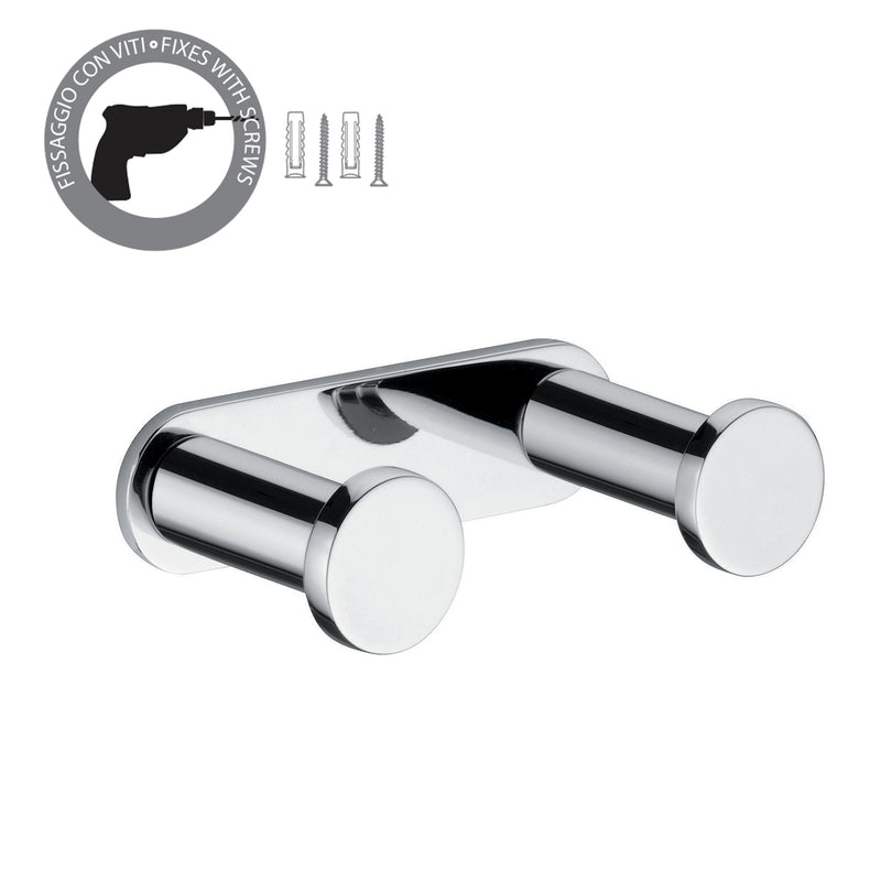 Appendiabiti doppio in ottone e Cromall Gedy serie Canarie - Cromato by CeramicStore | Lo specialista del tuo bagno