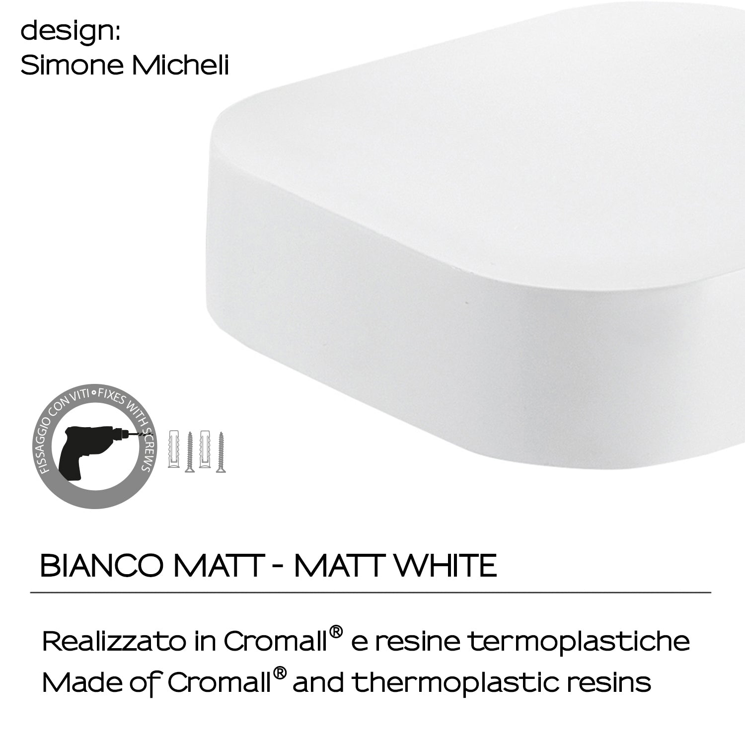 Portasapone inamovibile in Cromall Outline di Gedy - Bianco Matt by CeramicStore | Lo specialista del tuo bagno