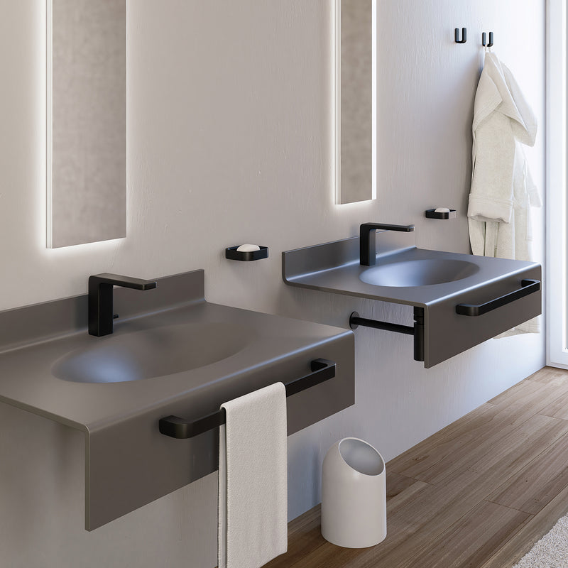 Portasapone inamovibile in Cromall Outline di Gedy - Nero Matt by CeramicStore | Lo specialista del tuo bagno