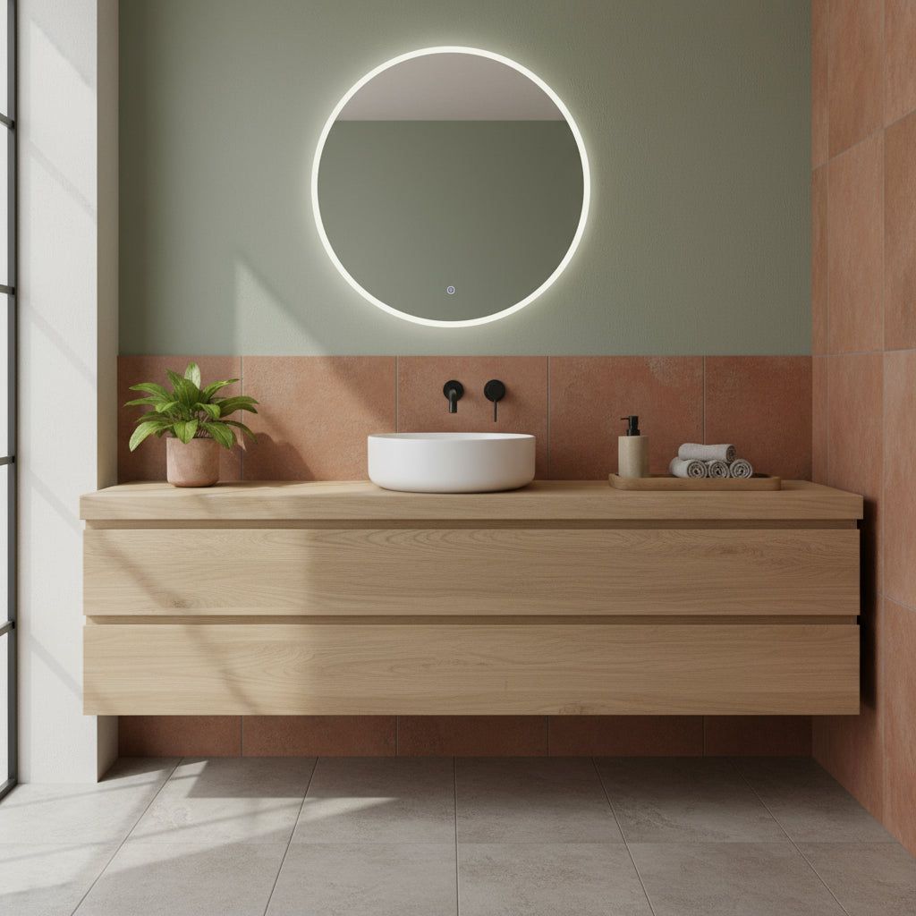 Lavabo d'appoggio tondo senza foro BathCore serie Infinity 36 cm color Bianco Opaco
