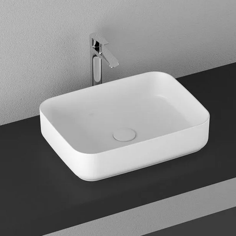 Lavabo d'appoggio rettangolare senza foro BathCore serie Infinity 50x36 color Bianco Lucido