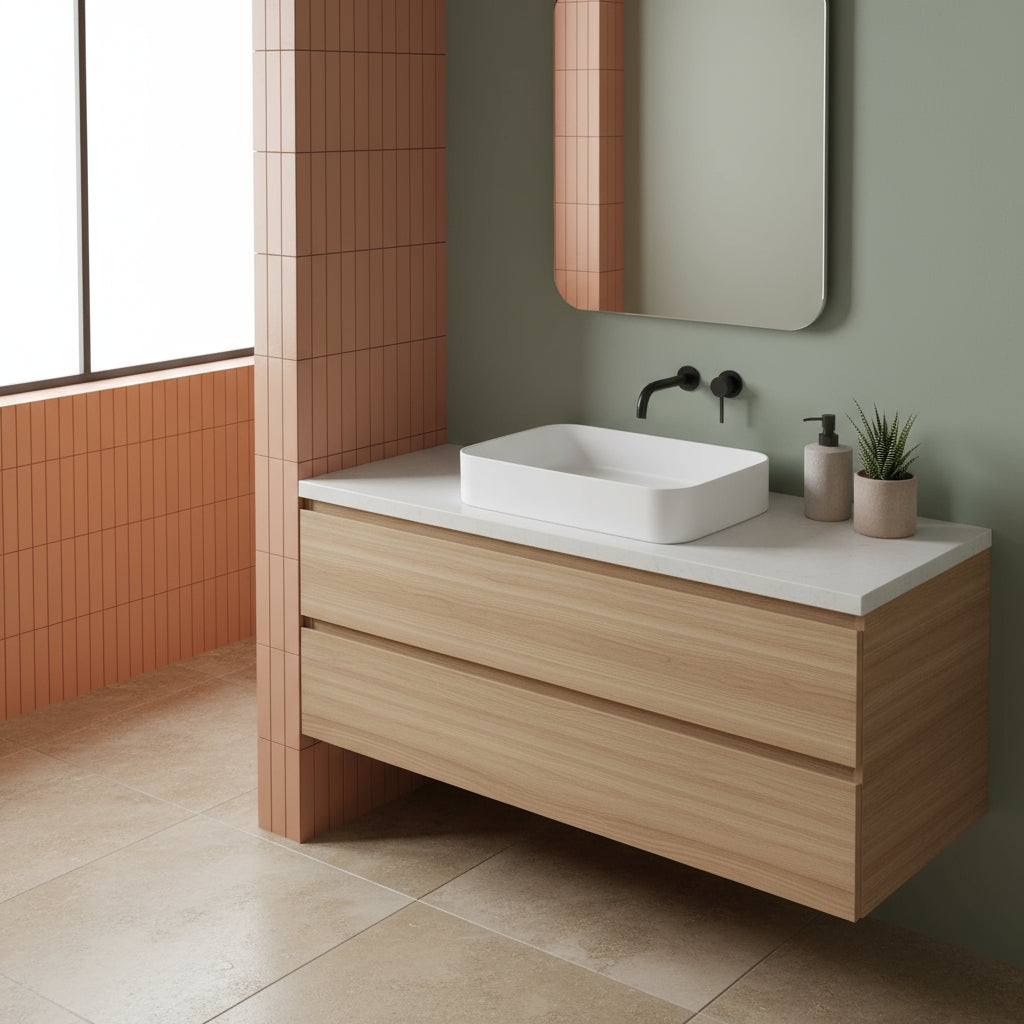 Lavabo d'appoggio rettangolare senza foro BathCore serie Infinity 50x36 color Bianco Opaco