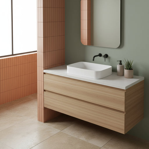 Lavabo d'appoggio rettangolare senza foro BathCore serie Infinity 50x36 color Bianco Opaco