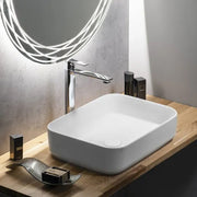 Lavabo d'appoggio rettangolare senza foro BathCore serie Infinity 50x36 color Bianco Opaco