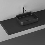 Lavabo d'appoggio rettangolare senza foro BathCore serie Infinity 50x36 color Nero Opaco