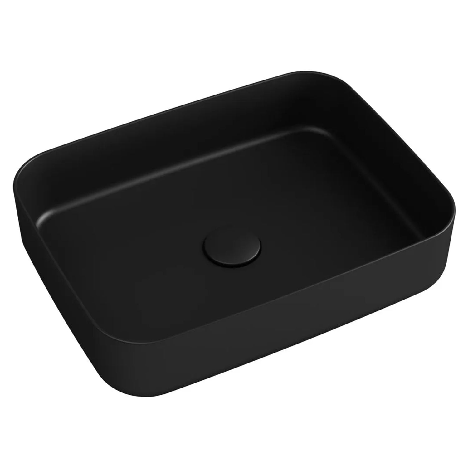 Lavabo d'appoggio rettangolare senza foro BathCore serie Infinity 50x36 color Nero Opaco