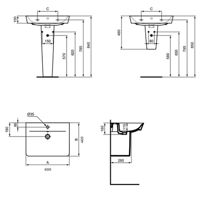 Lavabo sospeso Ideal Standard modello Connect AIR 60x46 cm by CeramicStore | Lo specialista del tuo bagno