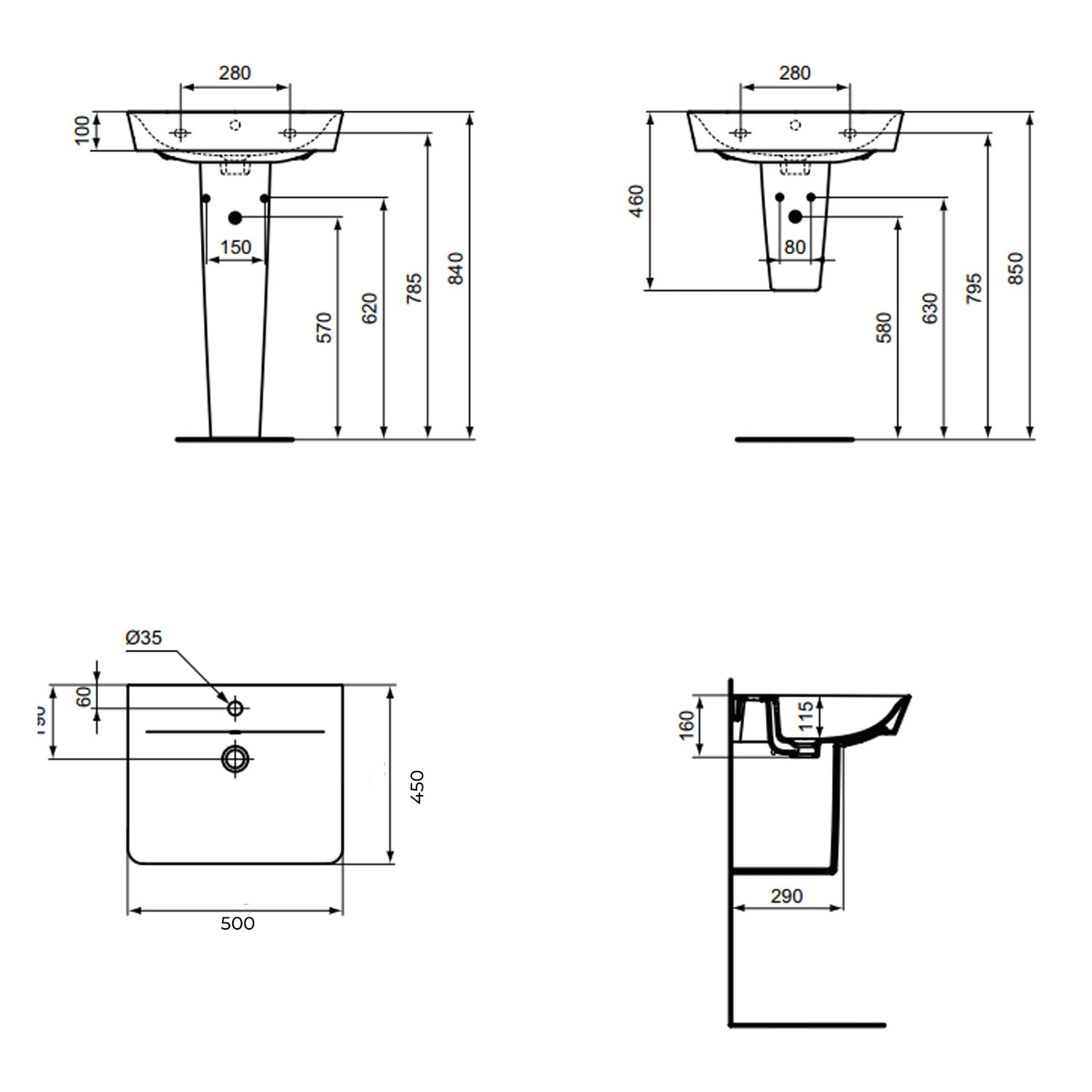 Lavabo sospeso Ideal Standard modello Connect AIR 50x46 cm by CeramicStore | Lo specialista del tuo bagno