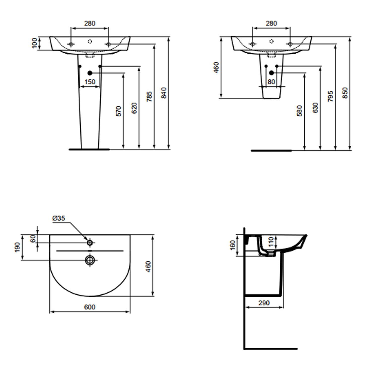 Lavabo sospeso Ideal Standard modello Connect AIR 60x46 cm curvo by CeramicStore | Lo specialista del tuo bagno