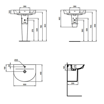 Lavabo sospeso Ideal Standard modello Connect AIR 60x46 cm curvo by CeramicStore | Lo specialista del tuo bagno