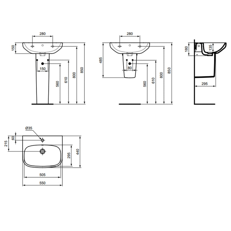 Lavabo sospeso Ideal Standard modello I.life A 55x44 cm by CeramicStore | Lo specialista del tuo bagno