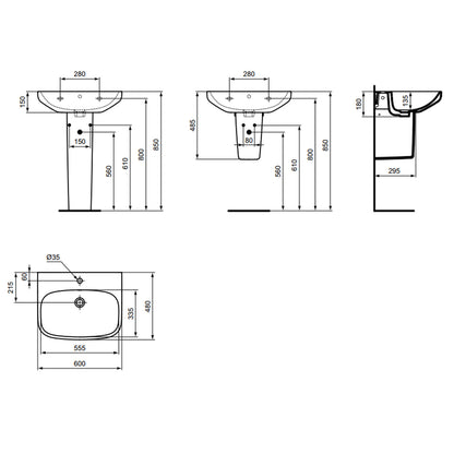 Lavabo sospeso Ideal Standard modello I.life A 60x48 cm by CeramicStore | Lo specialista del tuo bagno