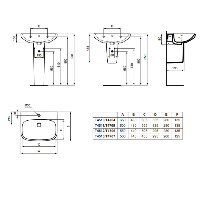 Lavabo sospeso Ideal Standard modello I.life A 50x44 cm by CeramicStore | Lo specialista del tuo bagno