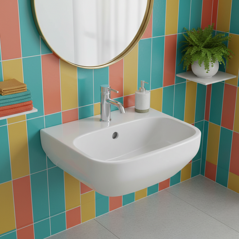 Lavamani sospeso da 40 cm con foro rubinetto e foro troppopieno Ideal Standard I.Life A ART T451401