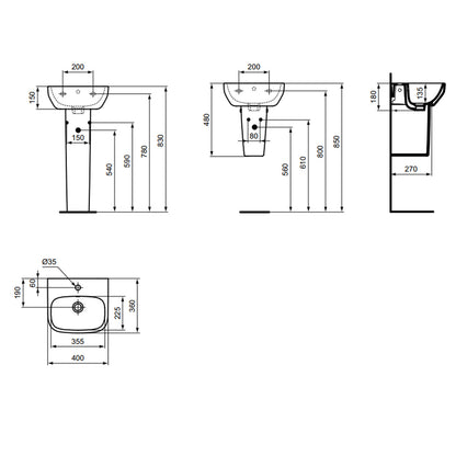 Lavabo sospeso Ideal Standard modello I.life A 40x36 cm by CeramicStore | Lo specialista del tuo bagno